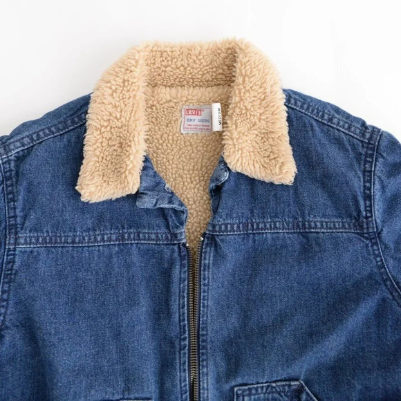 Vintage Levi's Dry Goods Trucker Winter Denim Jacket with Sherpa Lining Medium - Picture 11 of 14